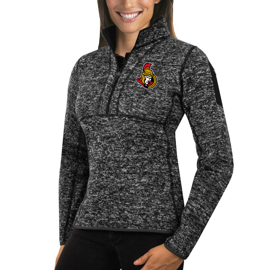 Ottawa Senators Antigua Women's Fortune 1/2-Zip Pullover Sweater Charcoal